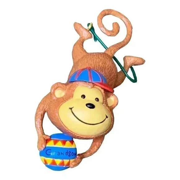 Hallmark Keepsake Christmas 2009 Monkey Ornament A Barrel of Fun Grandson NEW - Picture 5 of 8
